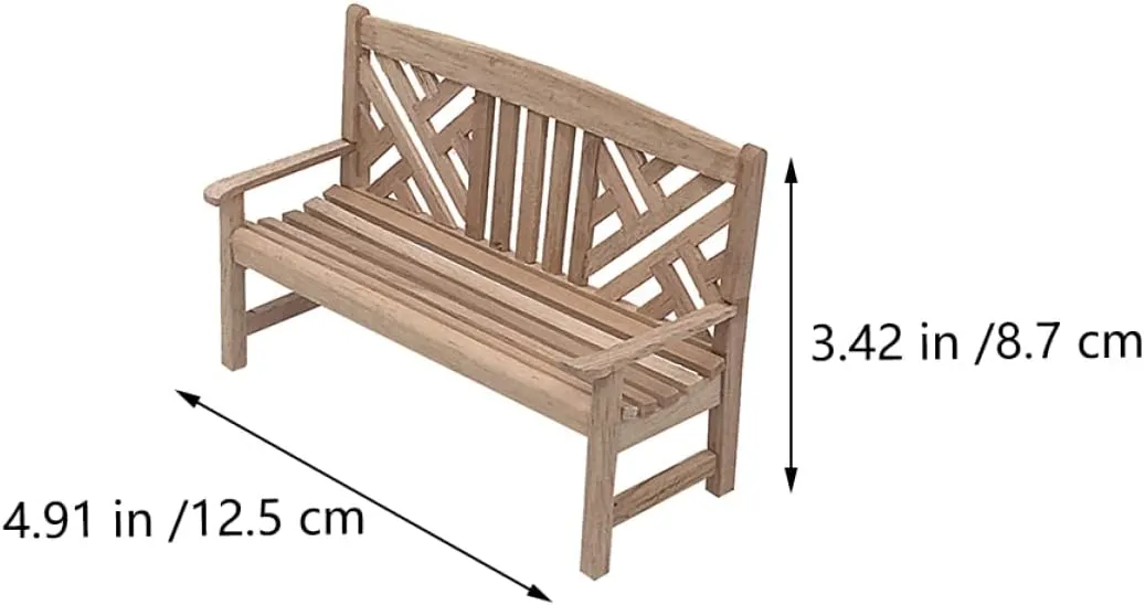 2 pcs Artificial Park Craft Miniature Village Desktop for Unpainted Toy Scene Home / Scale Props Patio Benches Chair Mini Decorations Model Wooden House Landscape Furniture