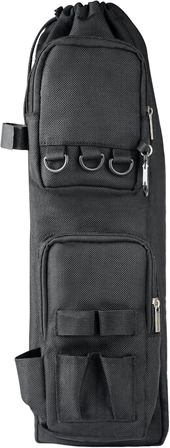 20-inch Drawstring Crossbody Fishing Storage Bag with Front Pockets Rod Holder Belt, Portable Fishing Tackle Carrier Box for Telescopic Rod, Adjustable Large Capacity Travel Fishing Accessory Case