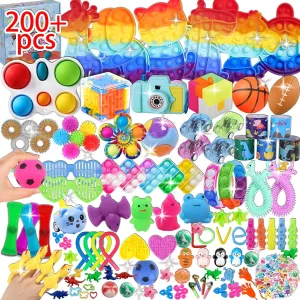 200 Pcs Party Favors for Kids, Fidget Toys Bulk, Birthday Gift Toys, Stocking Stuffers, Treasure Box Birthday Party, Goodie Bag Stuffers, Carnival Prizes, Pinata Filler for Classroom