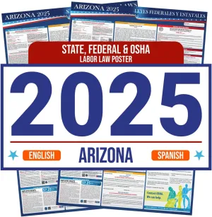 2025 Arizona State and Federal Labor Law Poster - English Spanish Combo - OSHA Workplace Compliant - Mandatory Regulations Posting for Employees - All in One Required Compliance Posting 16" x 40" - Laminated (English Spanish Combo)