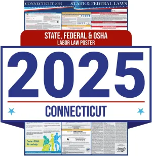 2025 Connecticut State and Federal Labor Law Poster - OSHA Workplace Compliant - Mandatory Regulations Posting for Employees - All-In-One Required Compliance Posting 16" x 40" Laminated (English)