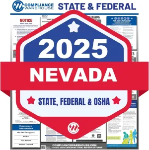 2025 Nevada NV State and Federal Labor Law Poster for Workplace Compliance, Laminated