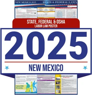 2025 New Mexico State and Federal Labor Law Poster - OSHA Workplace Compliant - Mandatory Regulations Posting for Employees - All in One Required Compliance Posting 16" x 40" - Laminated