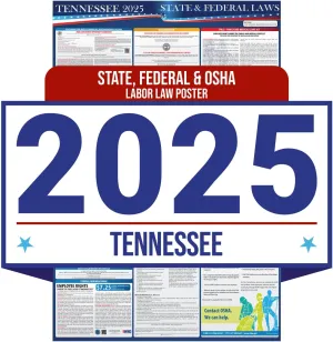 2025 Tennessee State and Federal Labor Law Poster - OSHA Workplace Compliant - Mandatory Regulations Posting for Employees - All in One Required Compliance Posting 16" x 40" - Laminated