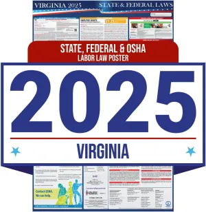 2025 Virginia State and Federal Labor Law Poster - OSHA Workplace Compliant - Mandatory Regulations Posting for Employees - All-in-One Required Compliance Posting 16" x 40" - Laminated