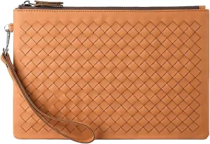 2025 Woven Clutch Purse for Men Women Handwoven Leather Tote Bag Large Wrist Bag Braided Top-Handle Handbag Clutch Wallet