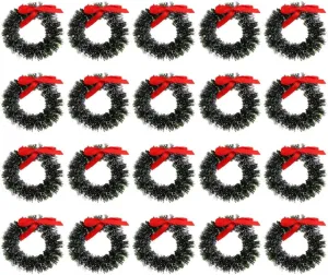 20pcs Mini Wreaths Decorative Hanging Ornaments for Dollhouse Xmas Decor Premium Quality Miniature Garland for Box Home Decoration