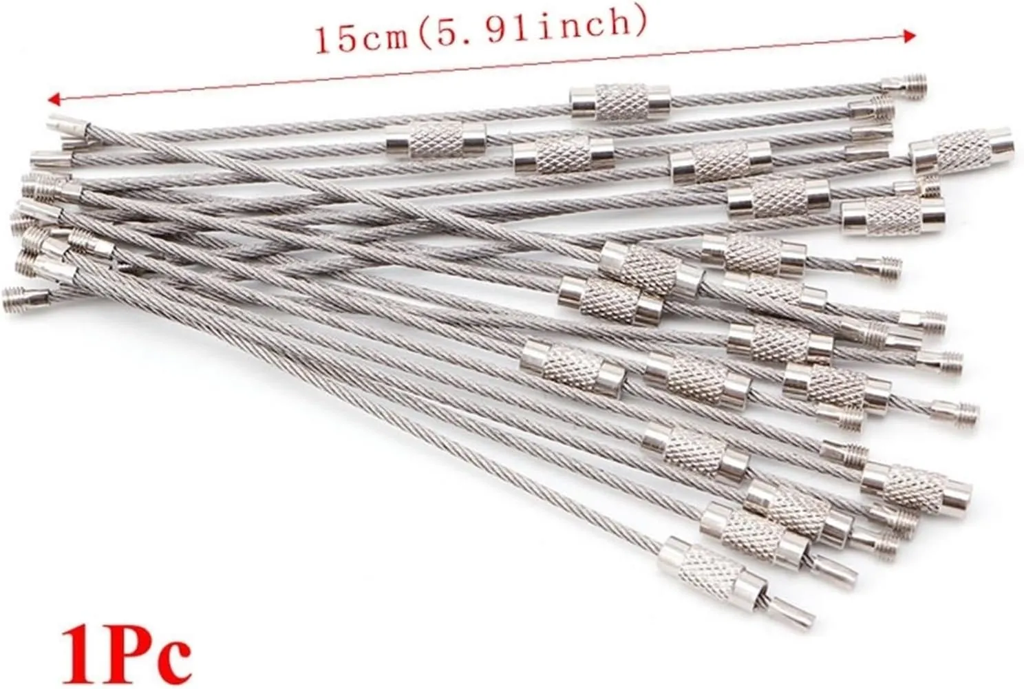20PCS Outdoor Hiking Screw Lock Stainless Steel Key Ring Chain Wire Rope Cable