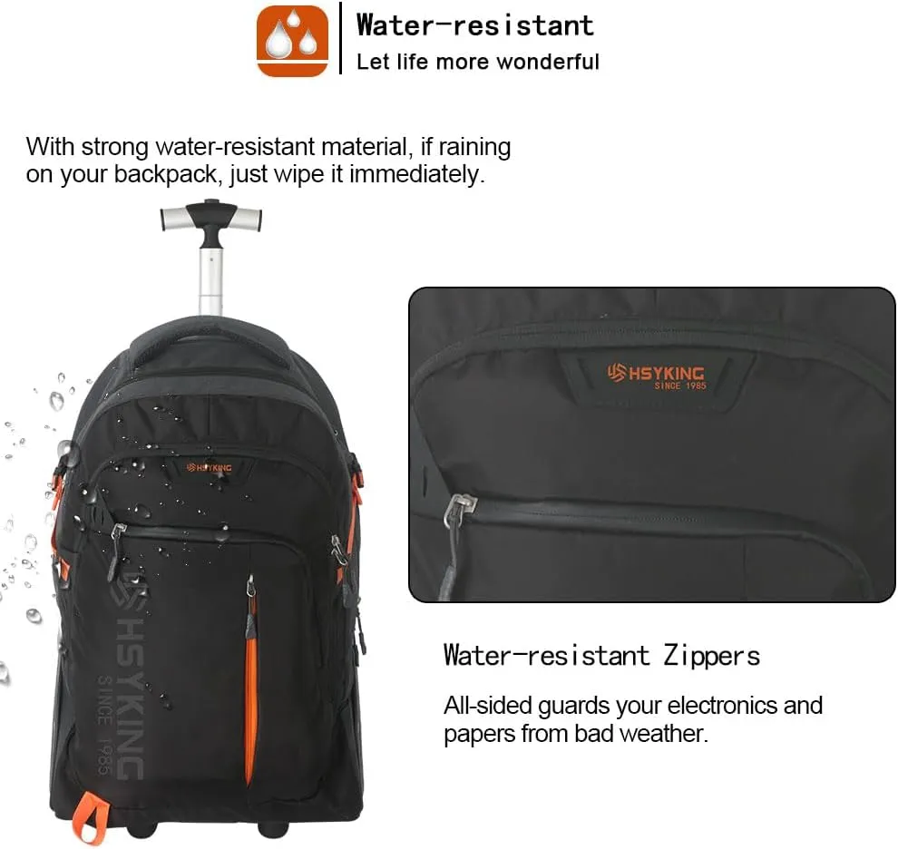 22 Inches Large Wheeled Rolling Laptop Backpack for Business and Travel Wheeled Adult Laptop Backpack