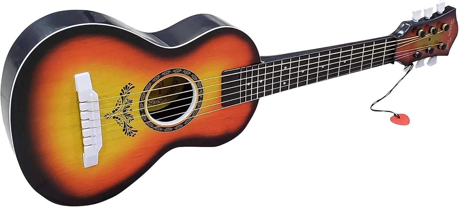 23" Acoustic Guitar, Kids 6 String Toy Guitar - Realistic Steel Strings - Beginner Practice First Musical Instrument for Children, Toddlers (Amber Sunburst)