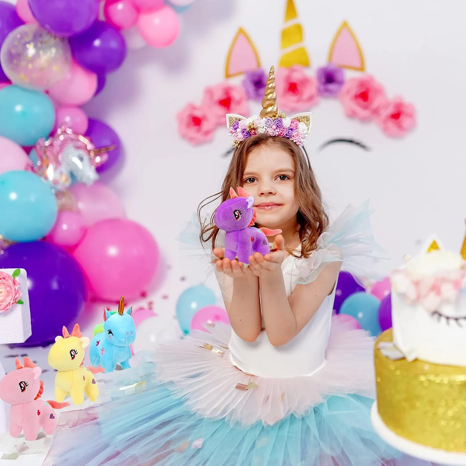 24 Pcs Mini Plush Unicorn Stuffed Animals Unicorn Party Favors Bulk Toys DIY Plush Keychain Small Stuffed Animal for Basket Stuffers Classroom Birthday Wedding Party Gift