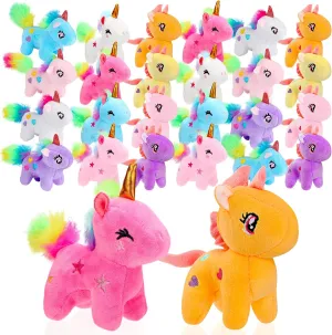 24 Pcs Mini Plush Unicorn Stuffed Animals Unicorn Party Favors Bulk Toys DIY Plush Keychain Small Stuffed Animal for Basket Stuffers Classroom Birthday Wedding Party Gift