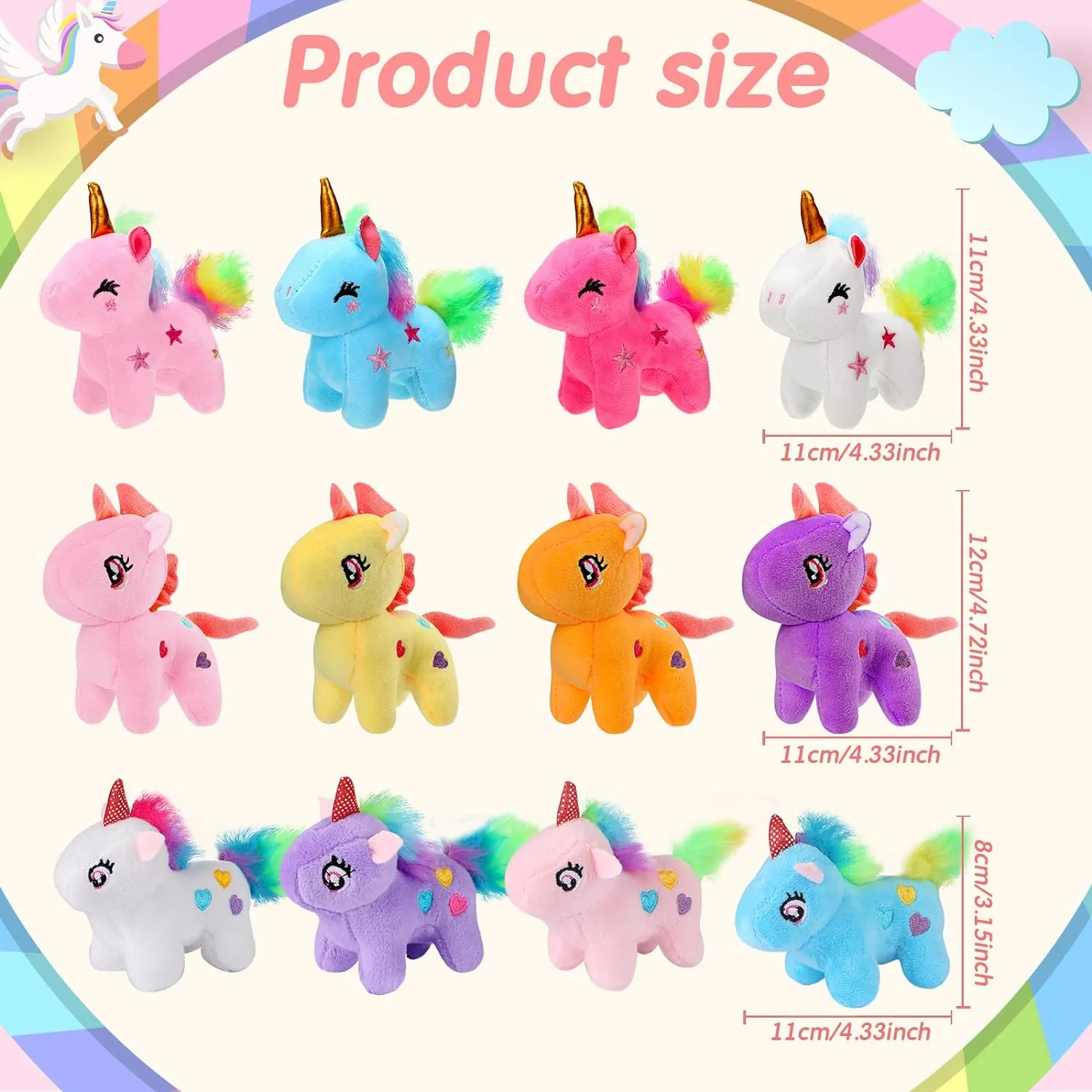 24 Pcs Mini Plush Unicorn Stuffed Animals Unicorn Party Favors Bulk Toys DIY Plush Keychain Small Stuffed Animal for Basket Stuffers Classroom Birthday Wedding Party Gift