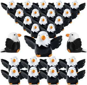 24 Pcs Mini Resin Bald Eagle,Patriotic Bald Eagle Bird Figurines,Wildlife American Bald Eagle Toy Figure,Ornaments for Independence Day Party Outdoor Lawn Garden