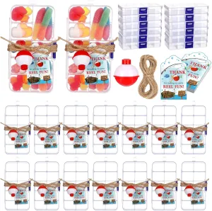 24 Sets 48 Sets Fishing Party Favors Candy Little Tackle Boxes with 48 Red White Floater 48 Thank You Cards for Making My Reel Fun Fishing Theme Party Decorations