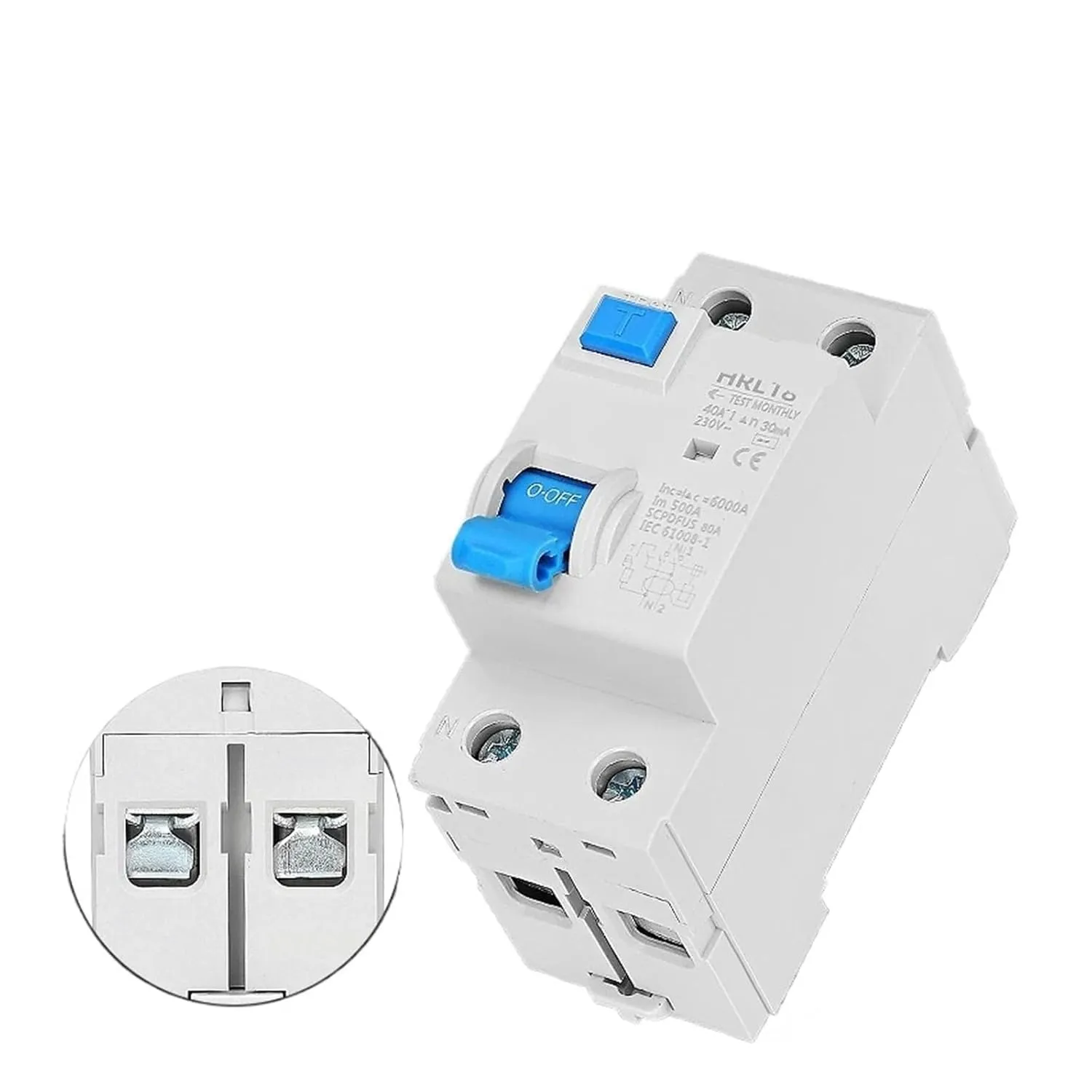 2P Electromagnetic Residual Current Circuit Breaker 10/30/100/300mA Type AC RCCB RCD ELCB Differential Breaker Safety Switch for(300mA,6A)
