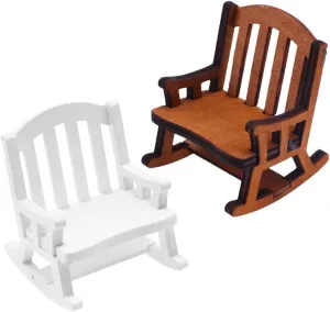 2pcs Decorative Miniature Rocking Chair Model Dollhouse Furniture for Scene Decoration Realistic Design Compact Multi Purpose Use for DIY Projects and Photography Props