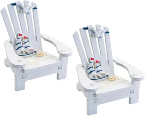 2pcs Mediterranean Miniature Beach Chair Ornaments Dollhouse Decor for Home and Bedroom Nautical Accent for Relaxed Atmosphere and Playful Display