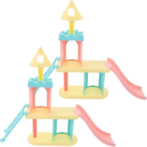 2Pcs Mini Amusement Park Slide Accessories Mini House Slide Models for Dollhouse Furniture Playground Decor Exquisite Craftsmanship