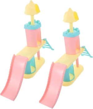 2Pcs Miniature Amusement Park Slide Mini House Decorations for Playroom Slide Accessories for Home Decor and Creative Micro Landscape