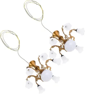 2Pcs Miniature Chandelier Model for Doll House Tiny Hanging Light Prop for Furniture Sand Table Decoration Chic and Classical Design