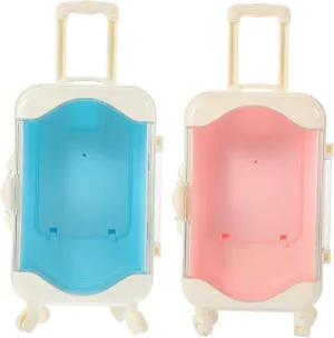 2pcs Miniature Suitcase Doll Accessory Compact Storage Holder for Playhouse for Girl Birthday Present Design