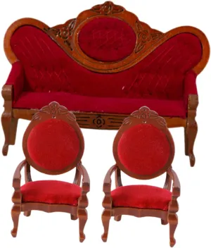 2sets Mini Couch Dollhouse Furniture Vintage Style Sofa Armchair Models for Miniature House Decor Realistic Doll Sofa for Living Layout Practical Miniature Furniture 3pcs*2