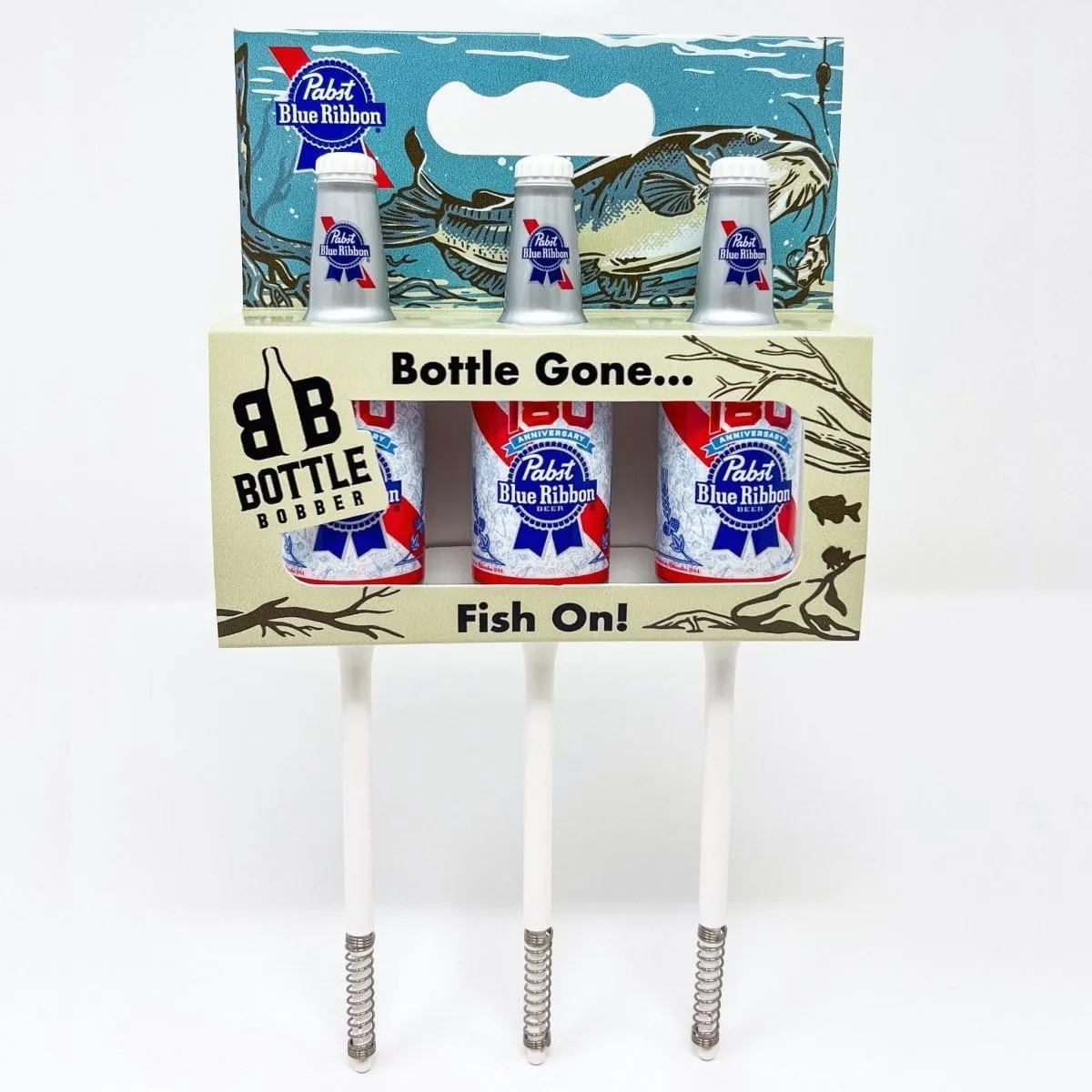 3-Pack Pabst Blue Ribbon Beer Bottle Fishing Bobbers – Spring Slip Bobbers for Trout and Bass Fishing