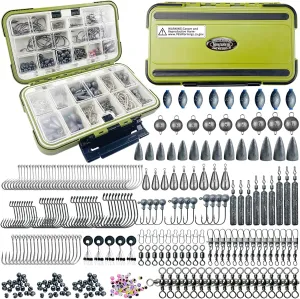 306pc Fishing Lure Accessories Kit - Including Hooks, Sinkers, Bobbers, Jigs, Beads, Swivels & Snaps - Tackle Box