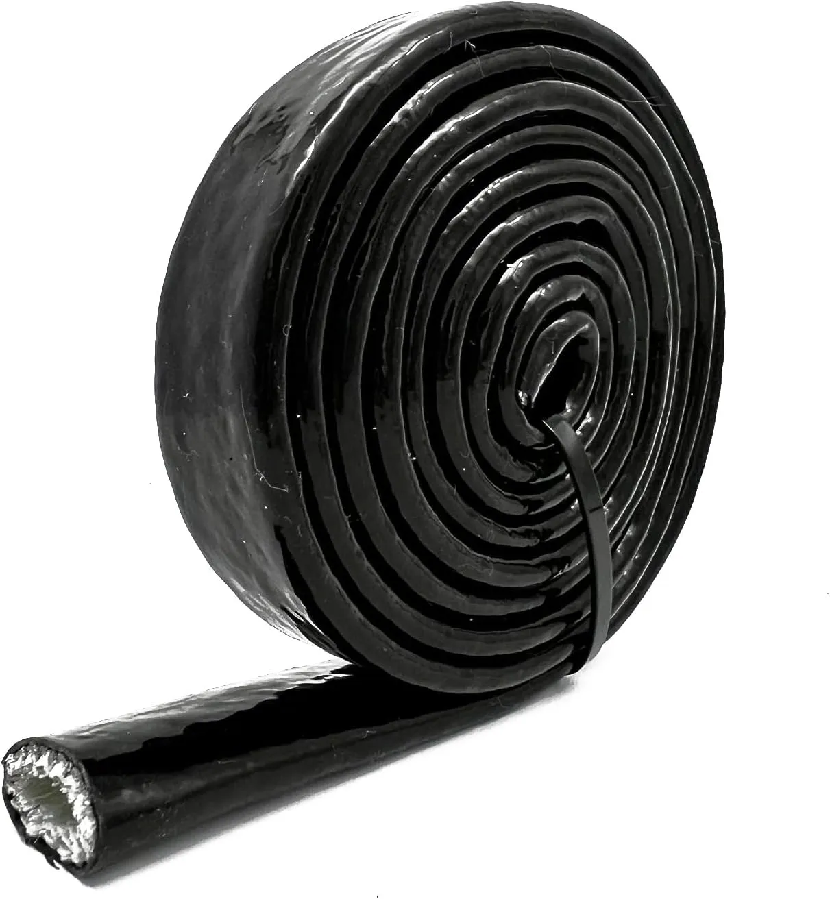 3/8 ID Silicone Coated Fiberglass Heat Shielded Sleeve Fire Thermo Armor for Hose Lines & Electrical Wiring, Black, 3 Feet