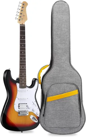 39 Inch Electric Guitar Bag, Electric Guitar Case Gig Bag with 0.4 Inch Thick Padding Premium Dual Adjustable Shoulder Strap Pocket & Neck Strap Gray