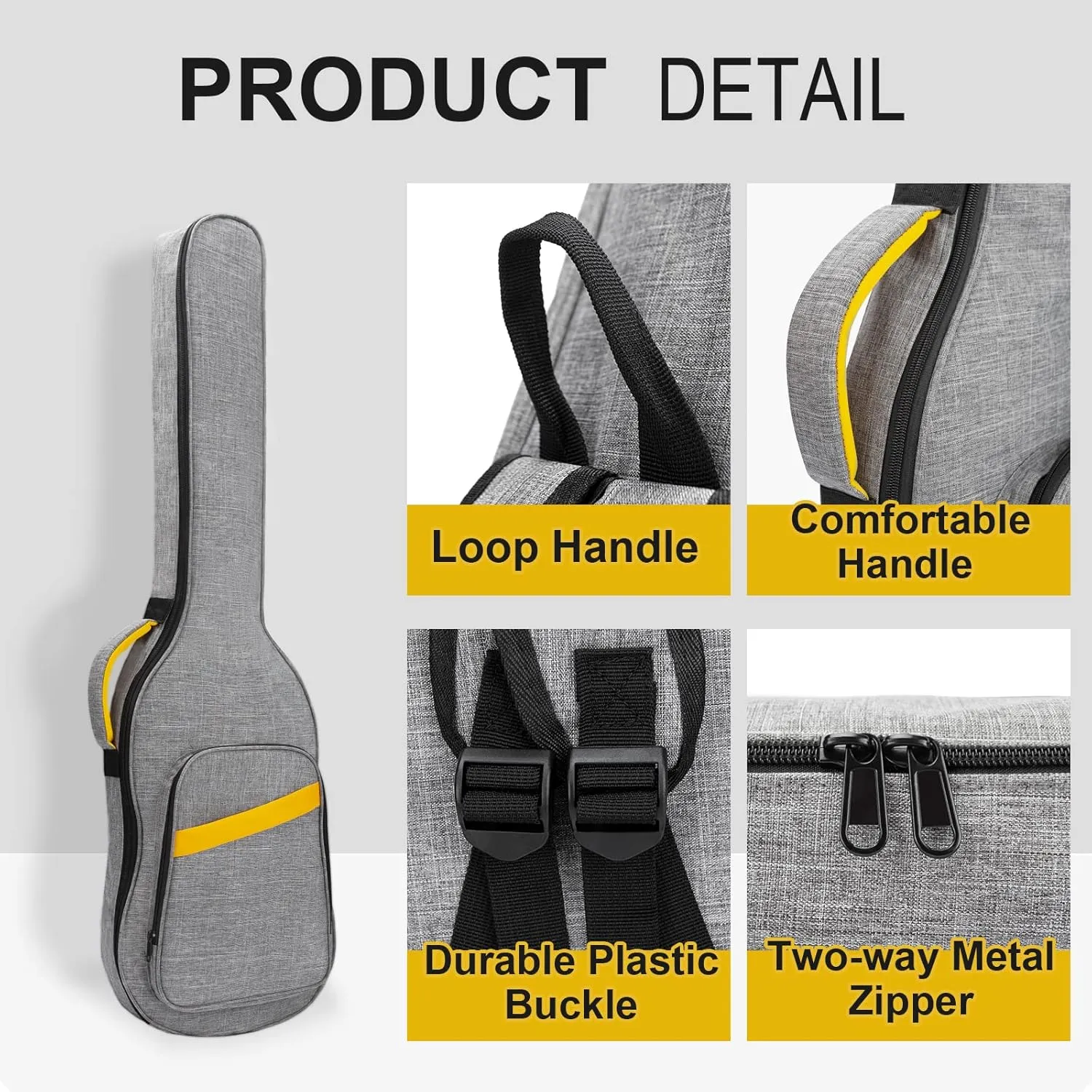39 Inch Electric Guitar Bag, Electric Guitar Case Gig Bag with 0.4 Inch Thick Padding Premium Dual Adjustable Shoulder Strap Pocket & Neck Strap Gray