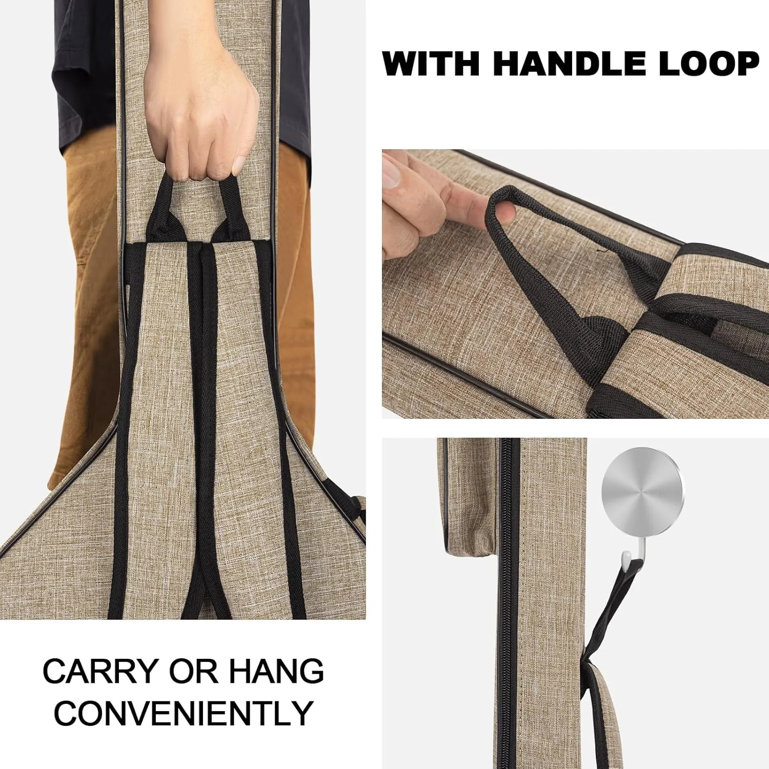 39 Inch Electric Guitar Bag, Electric Guitar Gig Bag 0.38 Inch Thick Padding Backpack Soft Electric Guitar Bag Dual Adjustable Shoulder Strap Pocket & Neck Strap Khaki