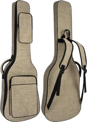 39 Inch Electric Guitar Bag, Electric Guitar Gig Bag 0.38 Inch Thick Padding Backpack Soft Electric Guitar Bag Dual Adjustable Shoulder Strap Pocket & Neck Strap Khaki