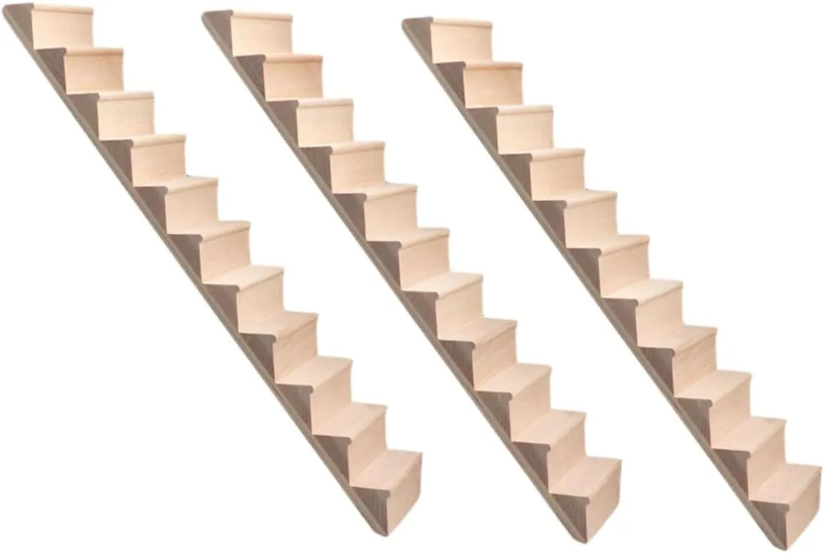 3Pcs Scale Wooden Dollhouse Staircase Handrail Design for DIY Miniature Home Precisely Scaled Wooden Steps for Fairy Garden Scenes
