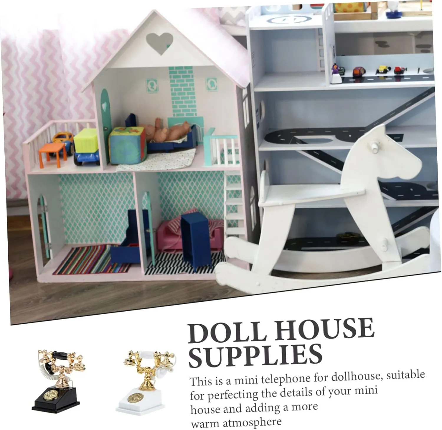 3sets 2pcs Miniature Retro Telephone Model Realistic Dollhouse Furniture Accessories for Parties Educational Decor Items 2pcs*3