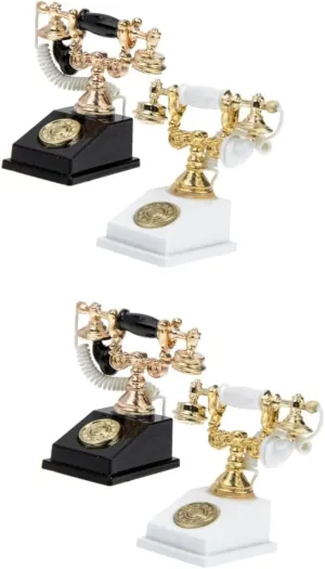 3sets 2pcs Miniature Retro Telephone Model Realistic Dollhouse Furniture Accessories for Parties Educational Decor Items 2pcs*3
