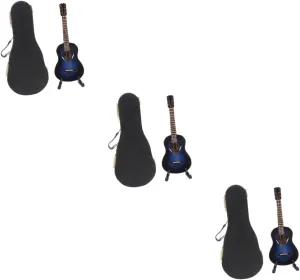3sets Miniature Guitar Model Brown Classical Guitar Decor for Dollhouse Tiny Musical Instrument Toy for Home Decoration and Present Present