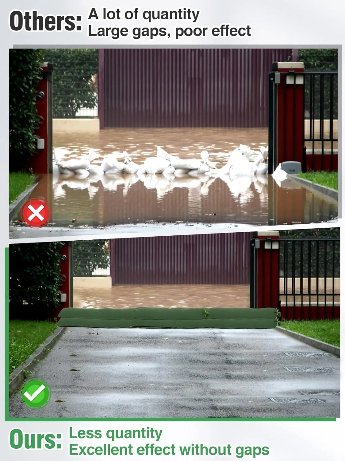 4 Pcs 4'× 6'' Long Sand Bags for Flooding - Thickened Canvas Flood Protection Sandbag Tube with Elastic Band, Reusable Flood Rain Wind Barrier Sand Bag Tube for Door Window Flood Control