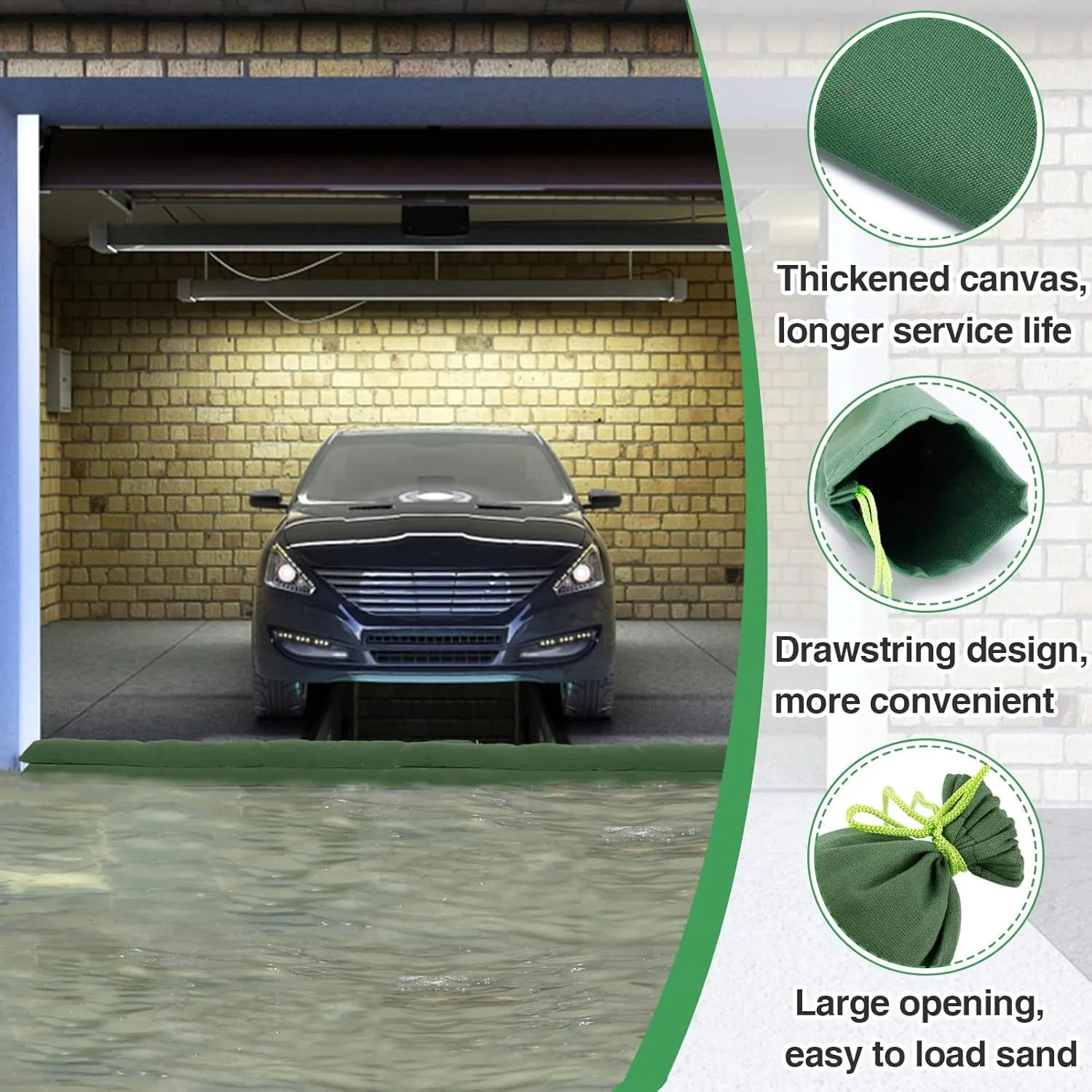 4 Pcs 4'× 6'' Long Sand Bags for Flooding - Thickened Canvas Flood Protection Sandbag Tube with Elastic Band, Reusable Flood Rain Wind Barrier Sand Bag Tube for Door Window Flood Control
