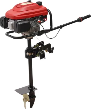 4 Stroke Outboard Motor 3.5kw 200cc Heavy Duty Gas Powered Boat Engine with Cooling System & CDI Ignition System Professional Fishing Boat Motor for Fishing Boats,Inflatable Boats