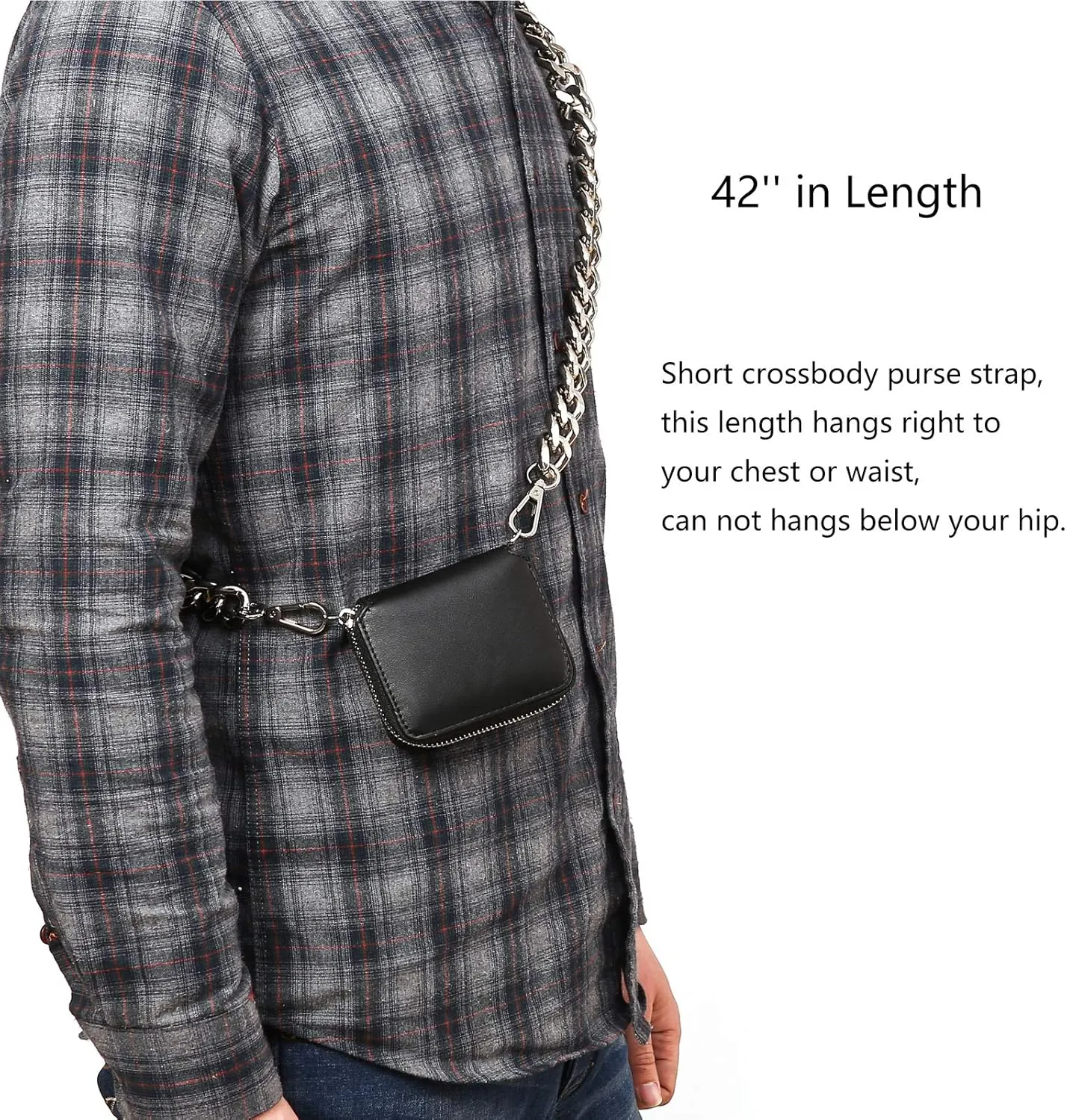 42''Substantial Big Metal Cross-Body Chain Purse Strap Replacement for Mini Wallet,Waist Pack,Chest Bag