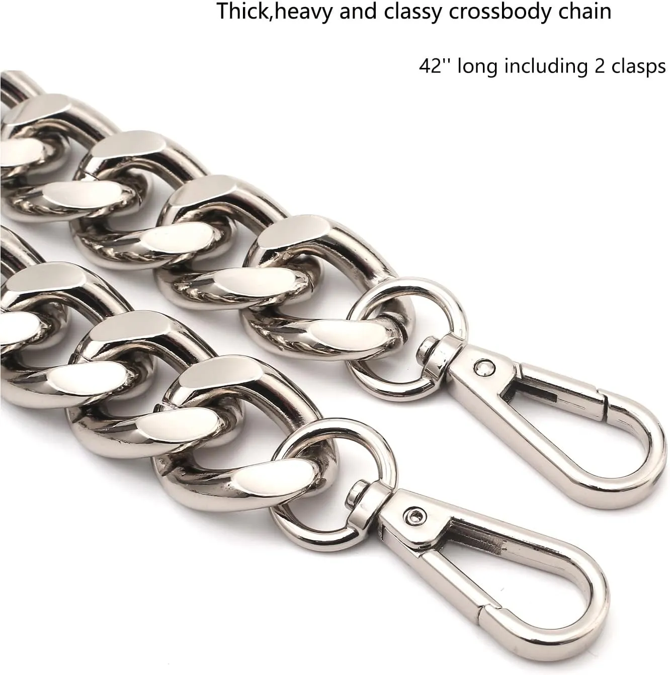 42''Substantial Big Metal Cross-Body Chain Purse Strap Replacement for Mini Wallet,Waist Pack,Chest Bag