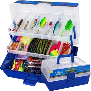 448-Pcs Fishing Lures Kit – Complete 3-Layer Tackle Box Set with Hooks, Weights, Bobbers, Pliers, Rigs, Leaders, Fluorocarbon Line, Accessories & More for Kids Fishing Gear
