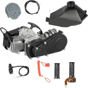 49CC 50CC 2 Stroke Dirt Bike Engine Motor Kit 7000RPM Gas Powered Engine Single Cylinder Air-Cooled Engine Aluminum Engine with T8F Chain Fuel Tank for Pocket Mini Dirt Beach Bike ATV Scooter
