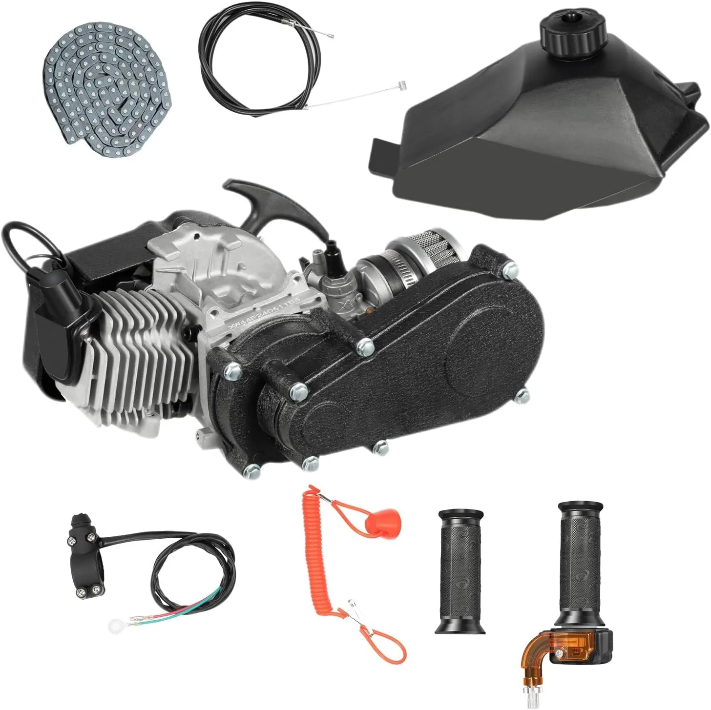 49CC 50CC 2 Stroke Dirt Bike Engine Motor Kit 7000RPM Gas Powered Engine Single Cylinder Air-Cooled Engine Aluminum Engine with T8F Chain Fuel Tank for Pocket Mini Dirt Beach Bike ATV Scooter