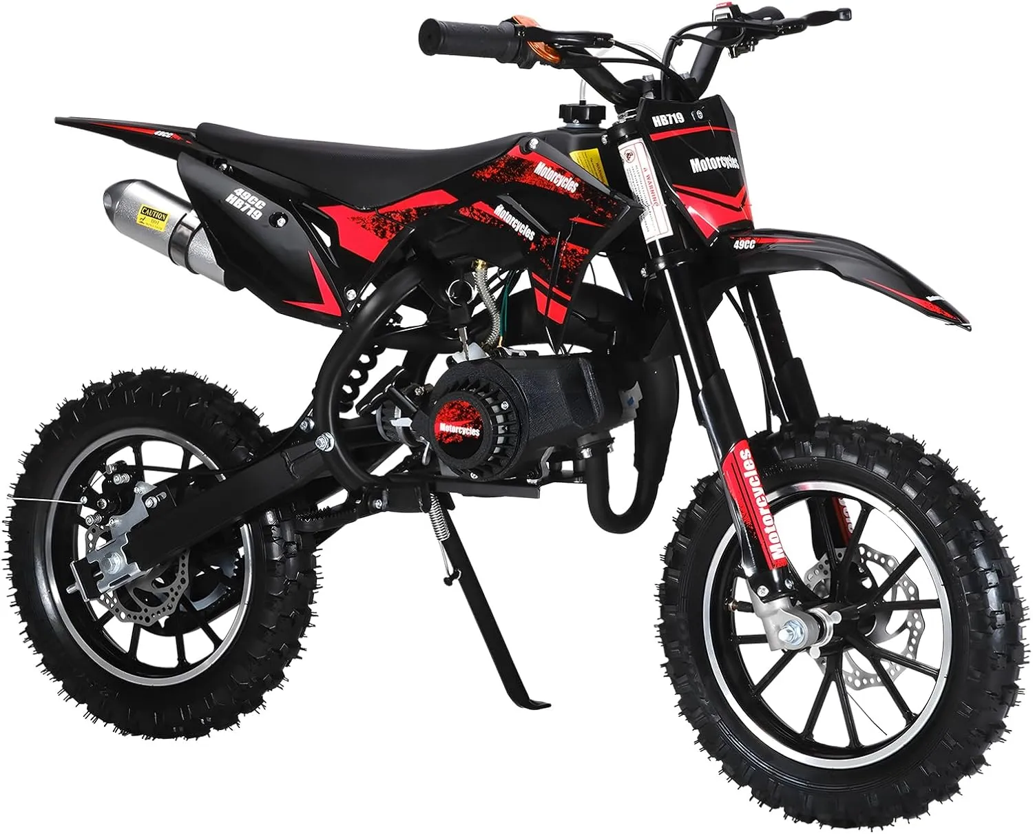 49cc Gas-Powered Kids Dirt Bike, 25mph Max Speed All-Terrain Dirtbike, 330lb Capacity, 10" Off-Road Tires, Hydraulic Shocks & Dual Disc Brakes, Pull-Start