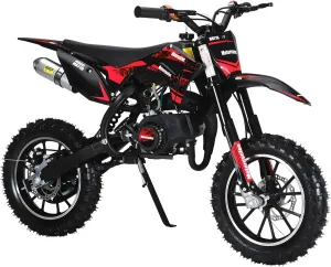 49cc Gas-Powered Kids Dirt Bike, 25mph Max Speed All-Terrain Dirtbike, 330lb Capacity, 10" Off-Road Tires, Hydraulic Shocks & Dual Disc Brakes, Pull-Start