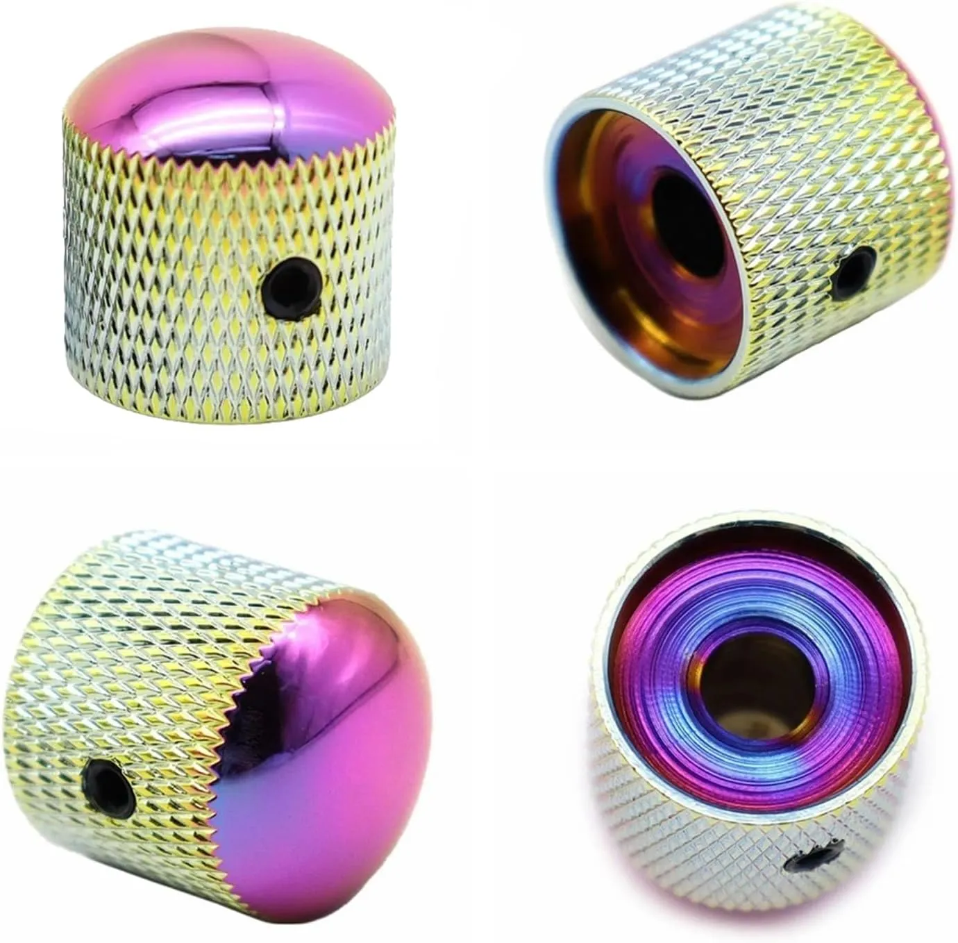 4Pcs Metal Guitar Knobs Rainbow Chameleon Volume Tone Control Knob Dome Knobs with Allen Keys Screws for Fender Telecaster Gibson Les Paul Electric Guitar Bass(Dazzling Color)