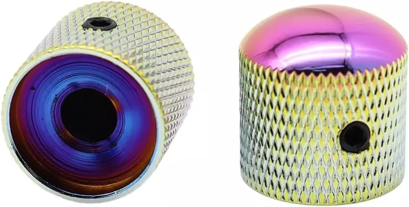 4Pcs Metal Guitar Knobs Rainbow Chameleon Volume Tone Control Knob Dome Knobs with Allen Keys Screws for Fender Telecaster Gibson Les Paul Electric Guitar Bass(Dazzling Color)